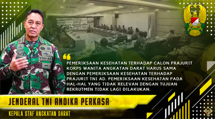 Apakah yang Dimaksud Jenderal TNI Andika Perkasa Adalah Tak Boleh Ada Lagi Pemeriksaan Keperawanan?