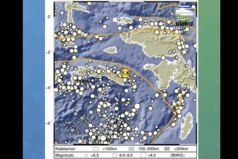 BMKG: Gempa Magnitudo 5,8 Guncang Seram Bagian Timur