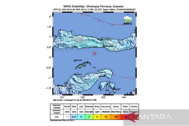 Gempa Bumi Berkekuatan 5,3 Magnitudo Terjadi di Gorontalo