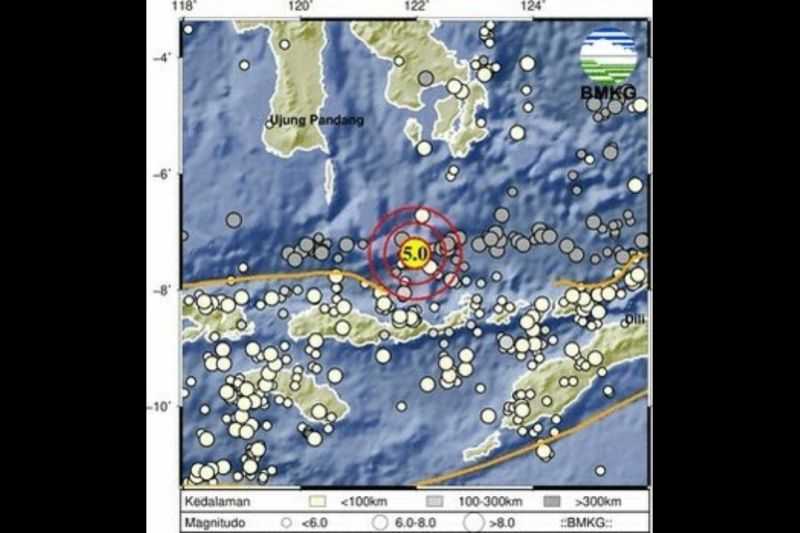 Gempa Bumi Magnitudo 5,0 Guncang Wilayah Barat Laut Maumere