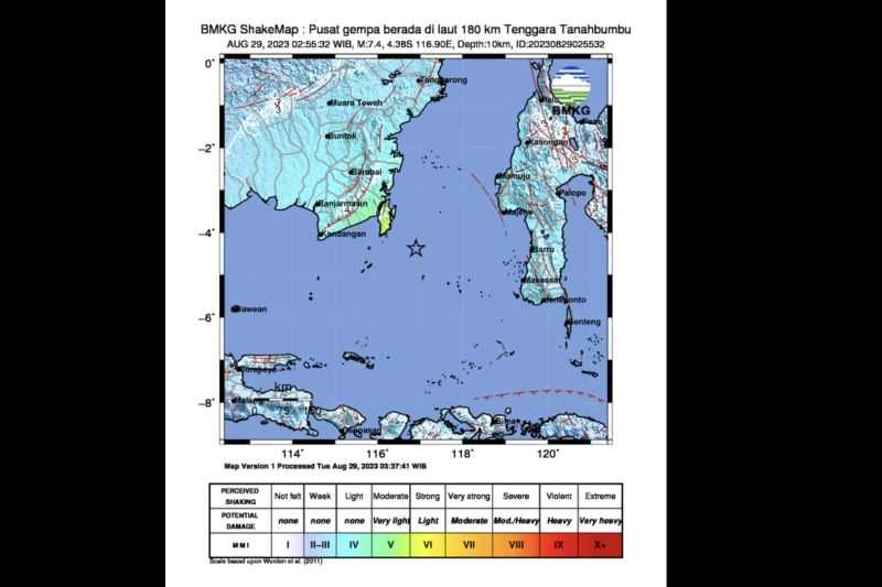 Gempa Kuat M7,4 di Tanah Bumbu Sulsel Terasa hingga Bali