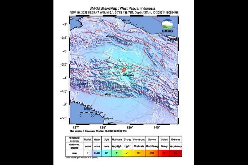 Gempa M5,1 Terjadi di Eragayam Papua, Akibat Deformasi Batuan Kerak Bumi