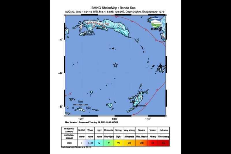 Gempa M6,4 Guncang Wilayah Laut Banda Maluku