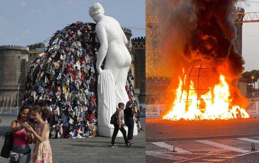 Jadi Korban Aksi Vandalis, Patung Karya Seniman Italia Pistoletto Dibakar