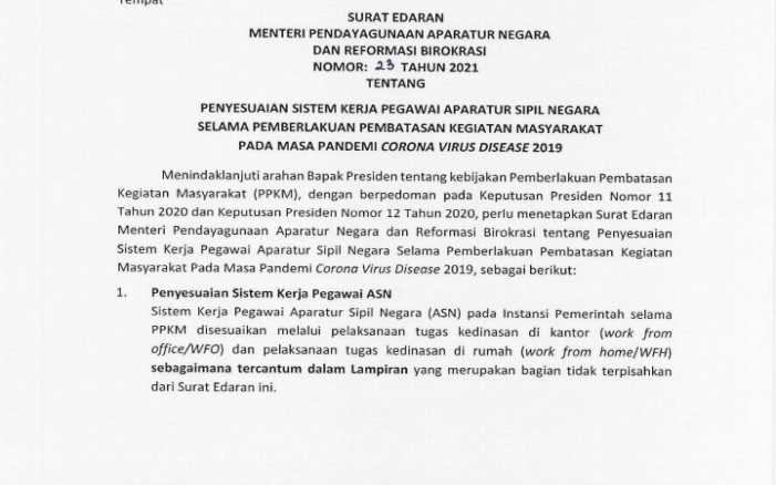 Menteri Tjahjo Kembali Terbitkan Surat Edaran Penyesuaian Sistem Kerja ASN