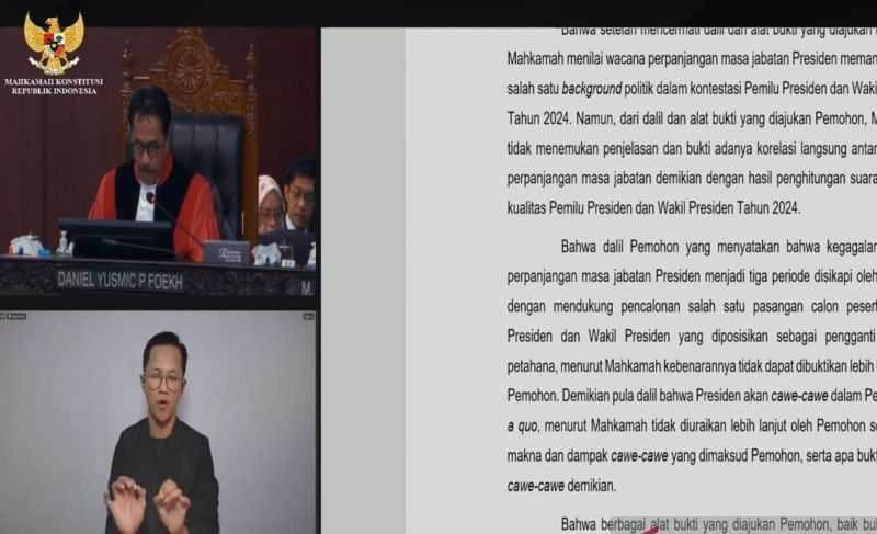 MK Menilai Dalil soal Jokowi Mendukung Pencalonan Gibran Tidak Cukup Kuat