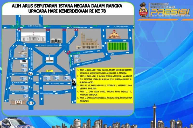 Pengalihan Arus Lalu Lintas, Polda Metro Jaya Tutup Sejumlah Ruas Jalan Jelang Peringatan HUT ke-78 RI