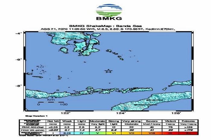 Gempa Magnitudo 6,9 di Laut Banda Dirasakan di Wakatobi dan Kendari
