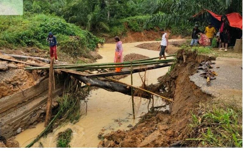 Sebuah Jembatan di Leuser Aceh Putus Diterjang Banjir