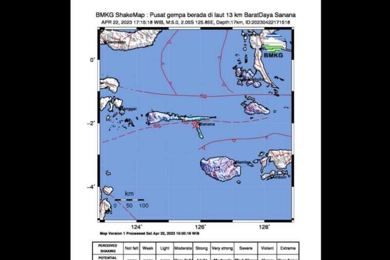 Waduh, Gempa M 5,0 Guncang Wilayah Pantai Barat Laut Kepulauan Sula Malut