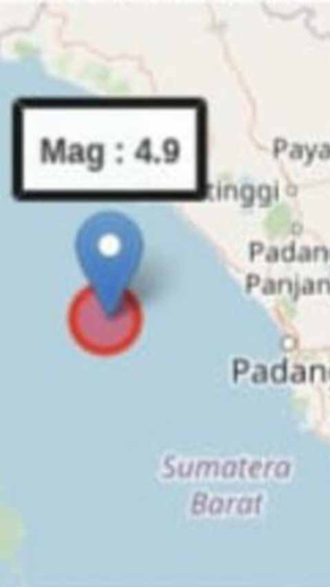 Gempa Bumi Magnitudo 4,9 Guncang Pariaman