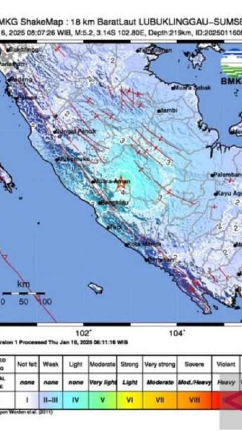 Gempa M5,2 Guncang Kota Lubuk Lingau Sumatera Selatan 