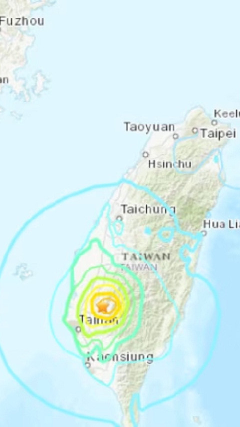 Gempa Bumi Berkekuatan 6,0 Guncang Taiwan