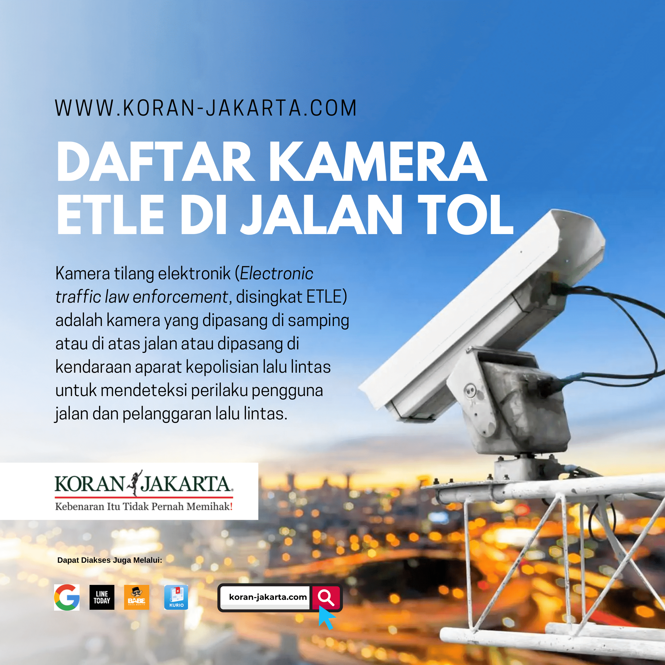 Daftar Kamera ETLE di Jalan Tol