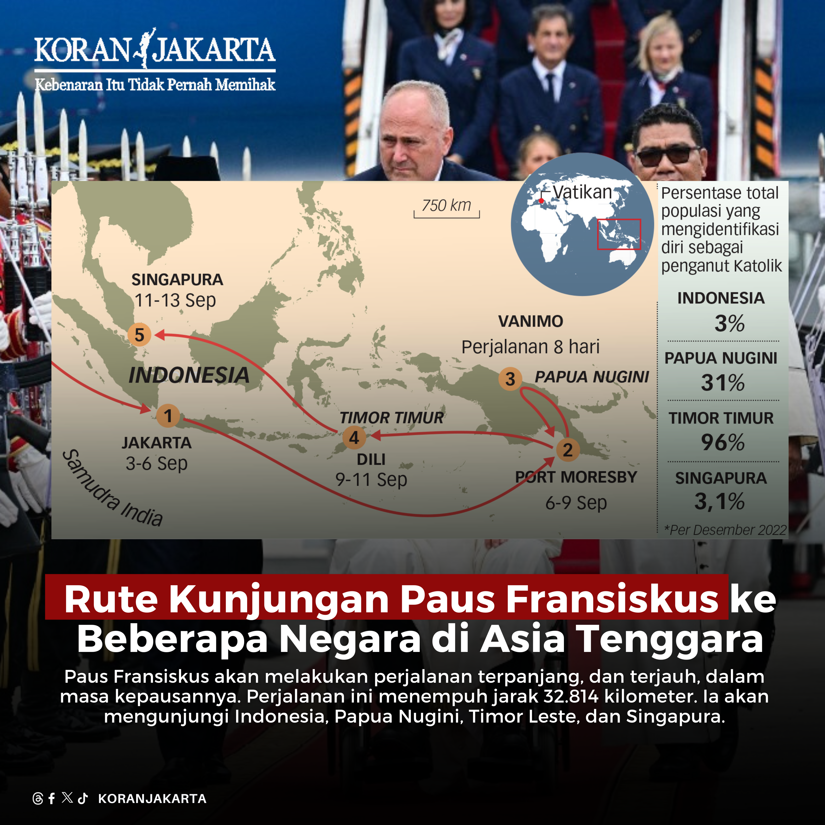 Rute Kunjungan Paus Fransiskus ke Beberapa Negara di Asia Tenggara 1